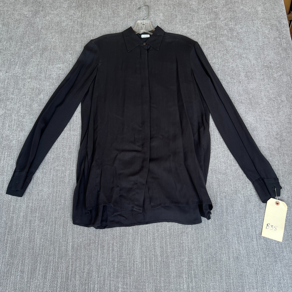 The Row Shirt Top Womens Black Long Sleeve Collared Lightweight Button Front